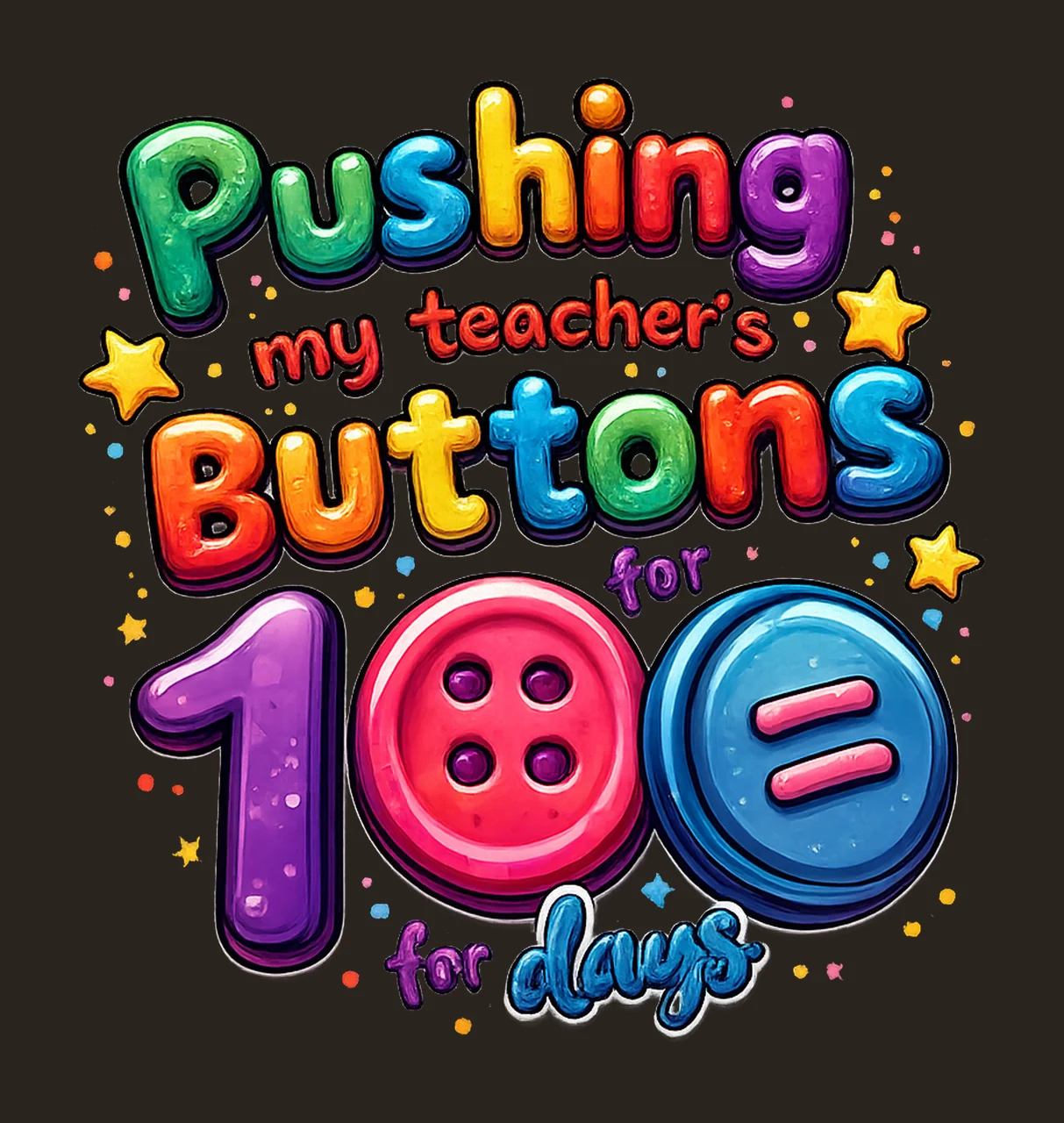 100 Days of School Teacher Buttons Design Fun School Shirt contrast preview thumbnail