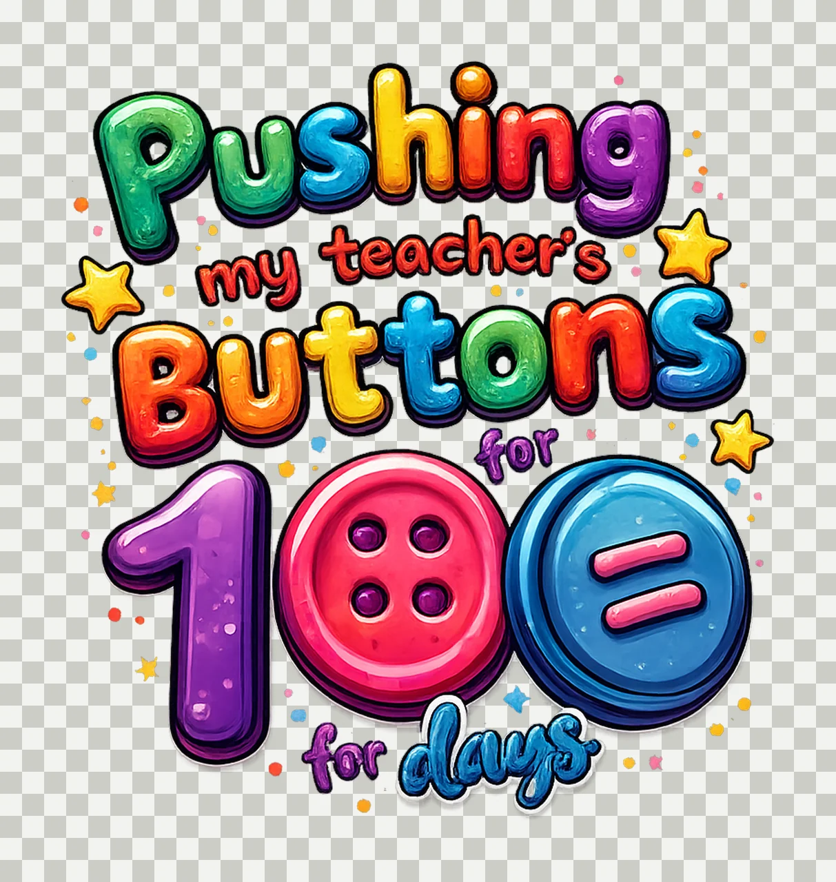 100 Days of School Teacher Buttons Design Fun School Shirt transparency and detail preview thumbnail