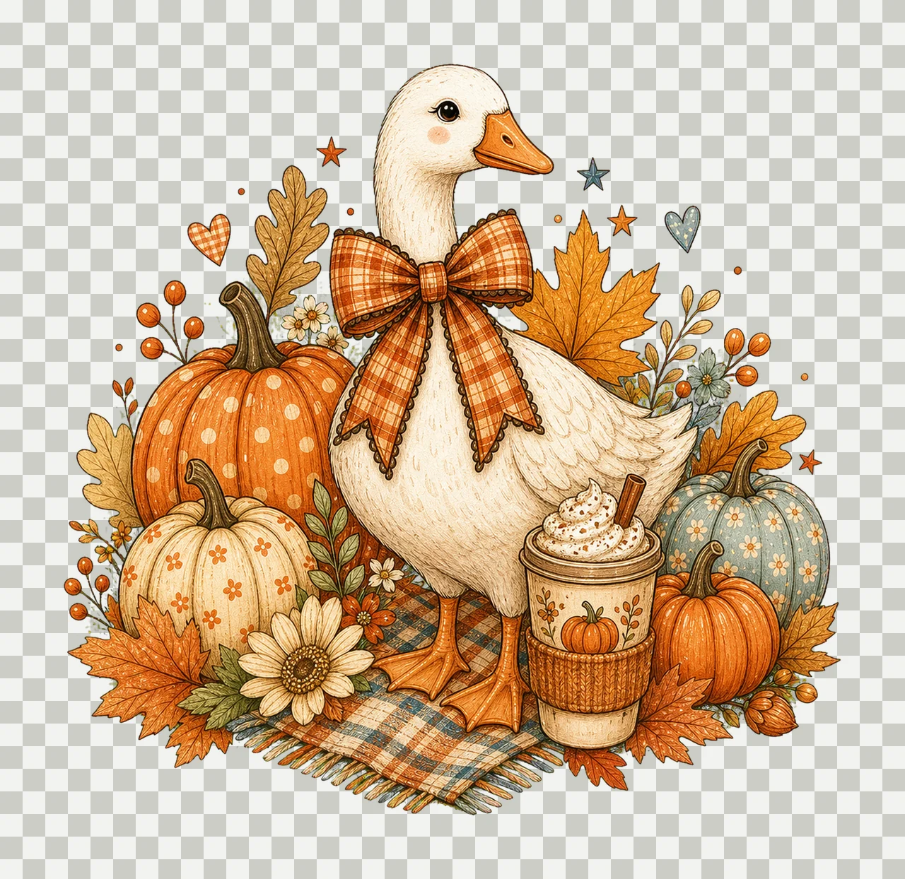 Preppy Fall Goose Coquette Autumn Pumpkin Spice Variation D transparency and detail preview thumbnail