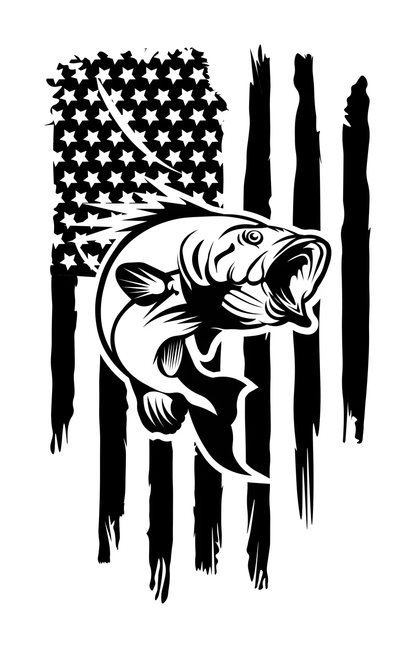 We The People Flag With Fish leaping stars stripes graphic