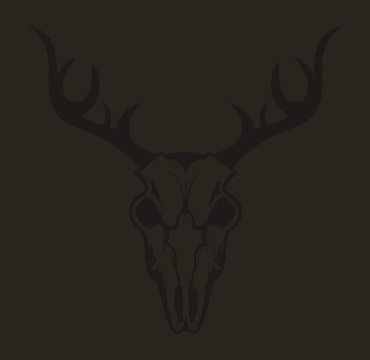 Skull Deer With Antlers Silhouette centered black white background contrast preview thumbnail