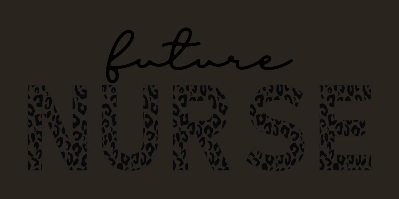 Future NURSE Nursing career slogan Design with script text, block letters, black and white leopard print and nursing student contrast preview thumbnail