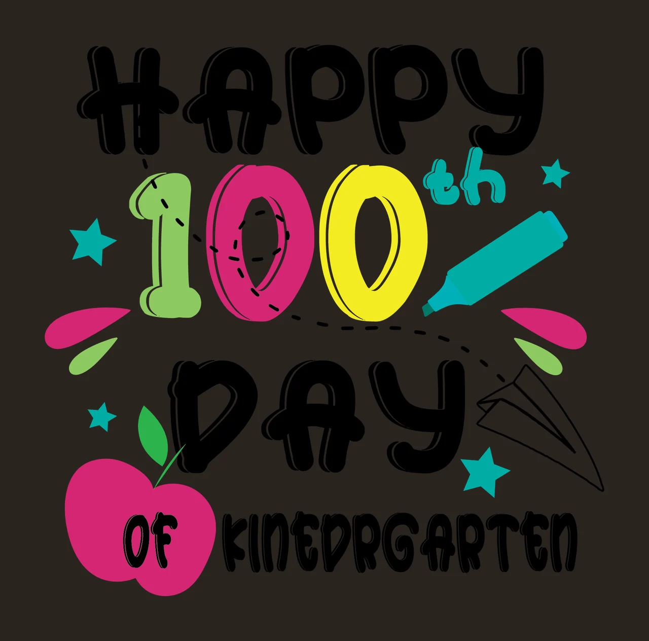 Of School Kindergarten Typography Art text apple paper airplane contrast preview thumbnail