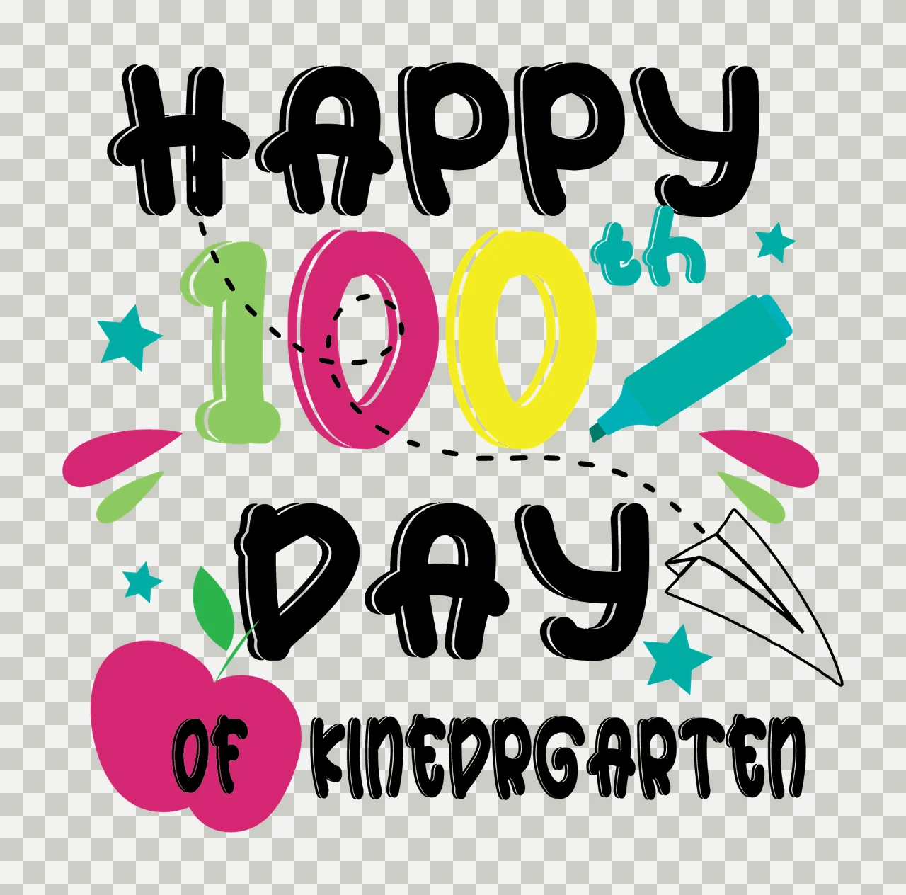 Of School Kindergarten Typography Art text apple paper airplane transparency and detail preview thumbnail