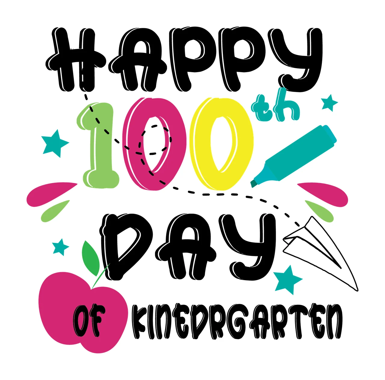 Of School Kindergarten Typography Art text apple paper airplane