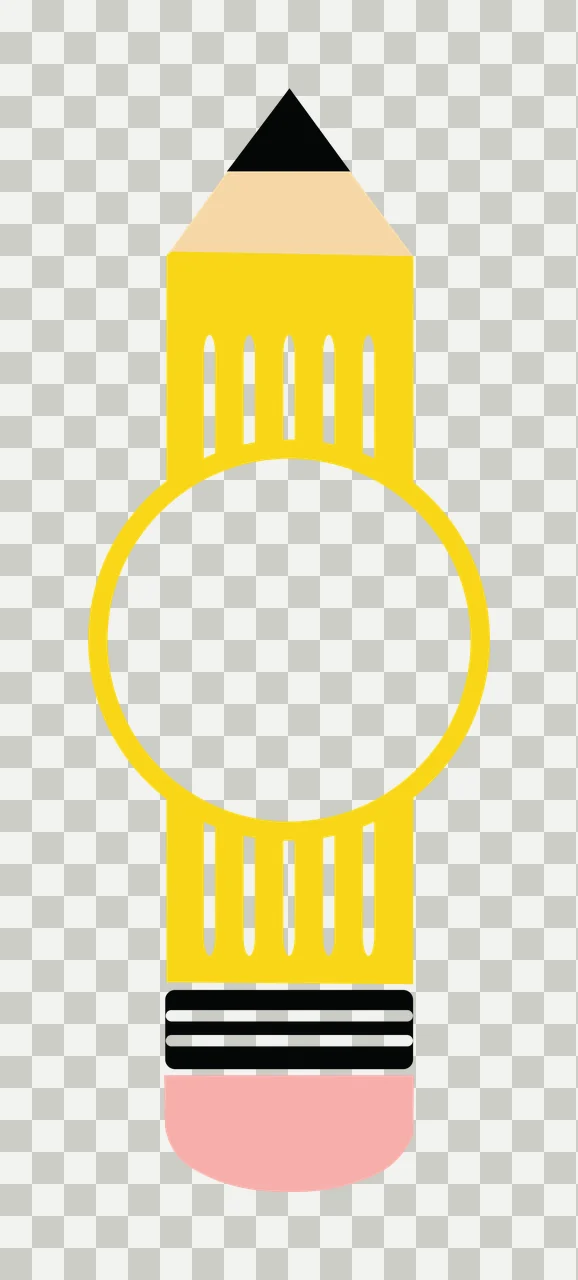 School Pencil Shape With Central Circle Frame transparency and detail preview thumbnail
