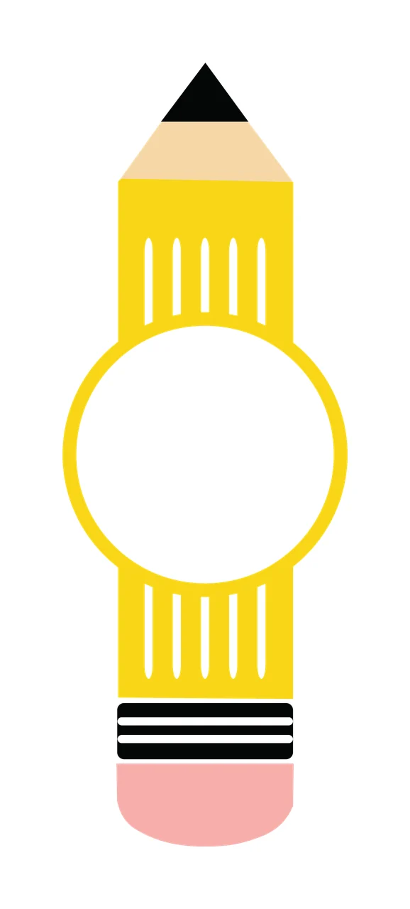 School Pencil Shape With Central Circle Frame