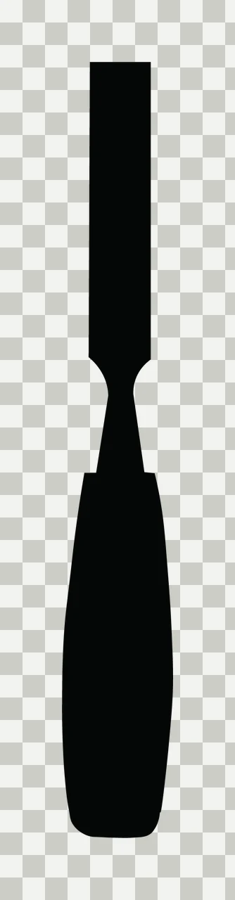 Black Silhouette Of A Straight Metal Chisel Tool handle blade transparency and detail preview thumbnail