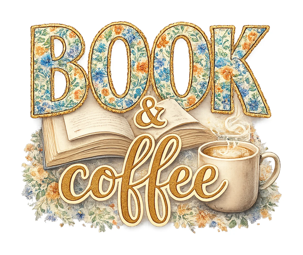 Books And Coffee Floral Valentine Design Cozy Variation A