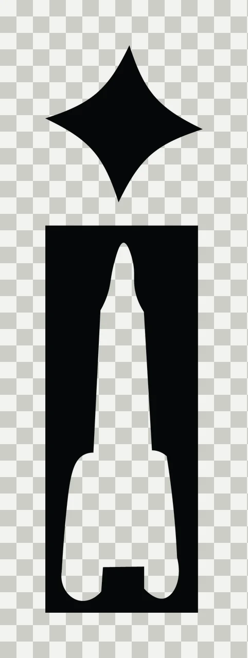 Space Rocket Ship Letter I Shape transparency and detail preview thumbnail