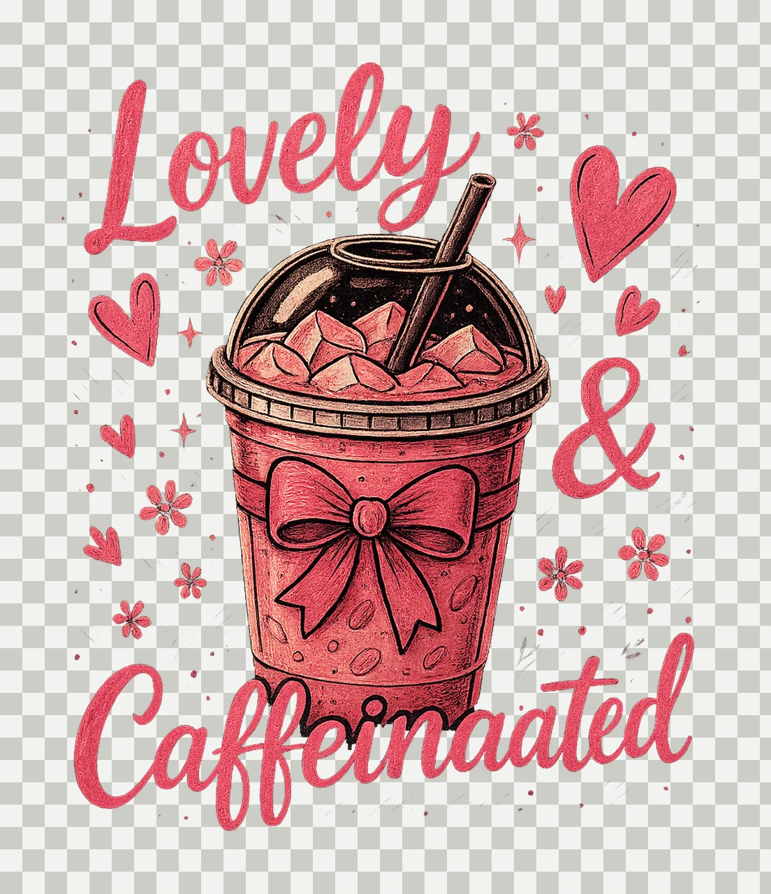 Lovely Caffeinated Retro Valentines Day Coffee Heart transparency and detail preview thumbnail