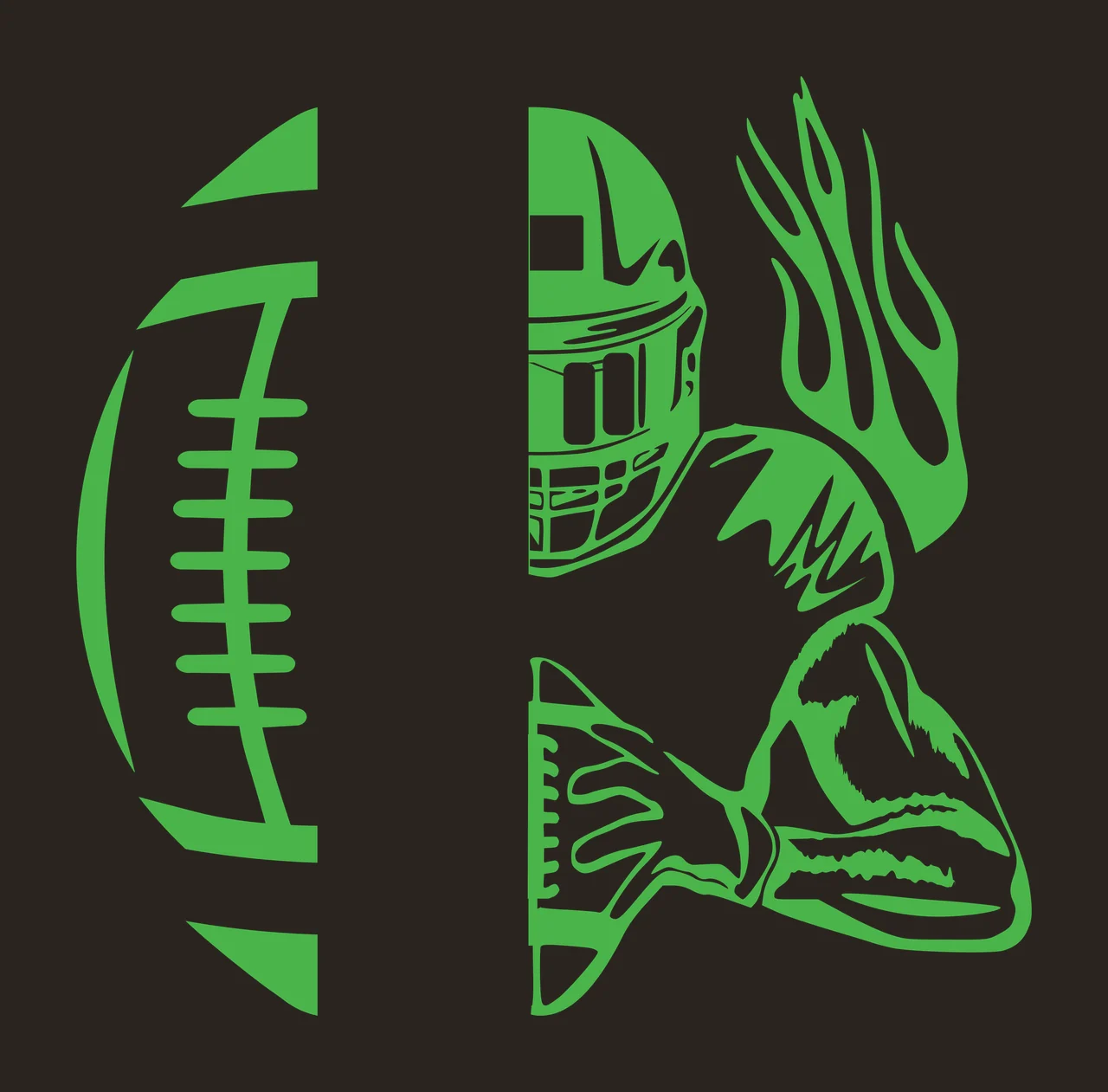 Split Graphic Of Football And Helmeted Player holding ball contrast preview thumbnail