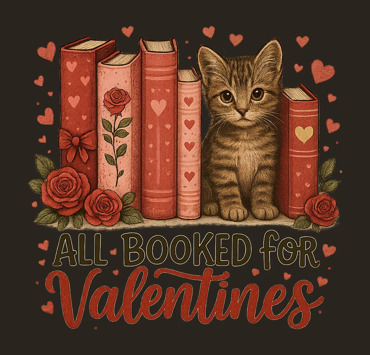 All Booked for Valentines Book Lover Shirt Design Floral contrast preview thumbnail