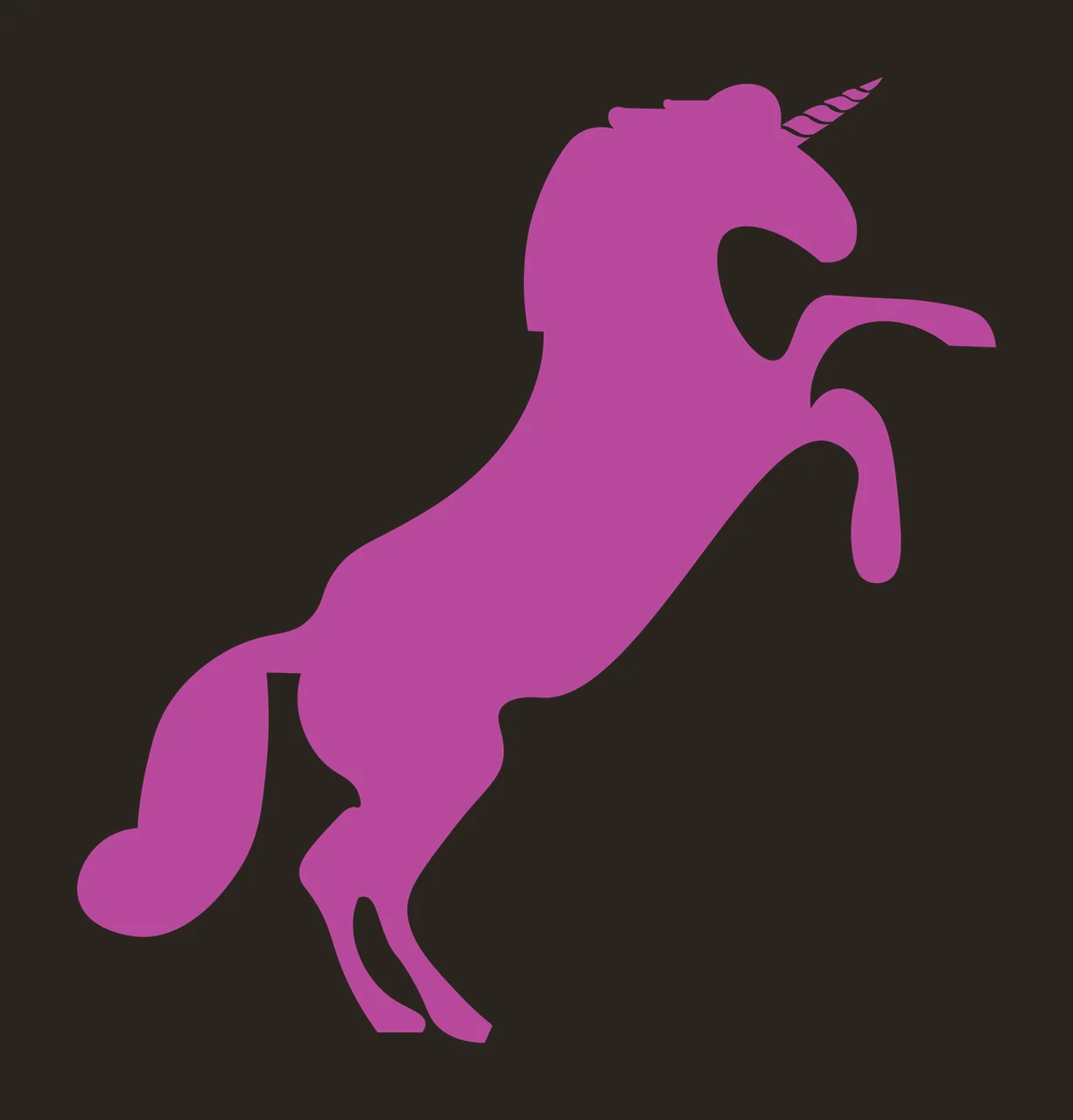 Black Silhouette Of A Rearing Horse With Spiral horn mane tail contrast preview thumbnail