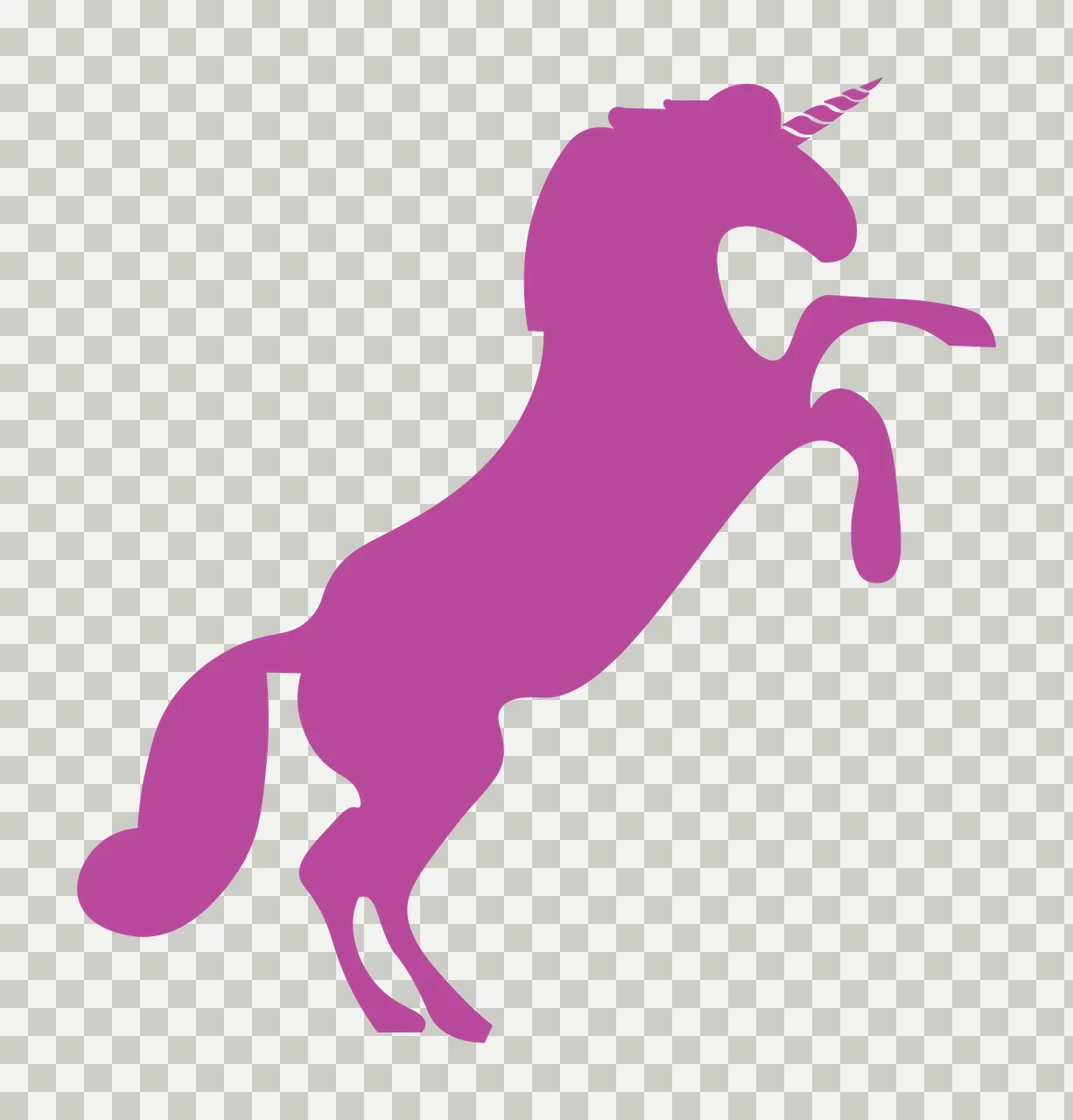 Black Silhouette Of A Rearing Horse With Spiral horn mane tail transparency and detail preview thumbnail