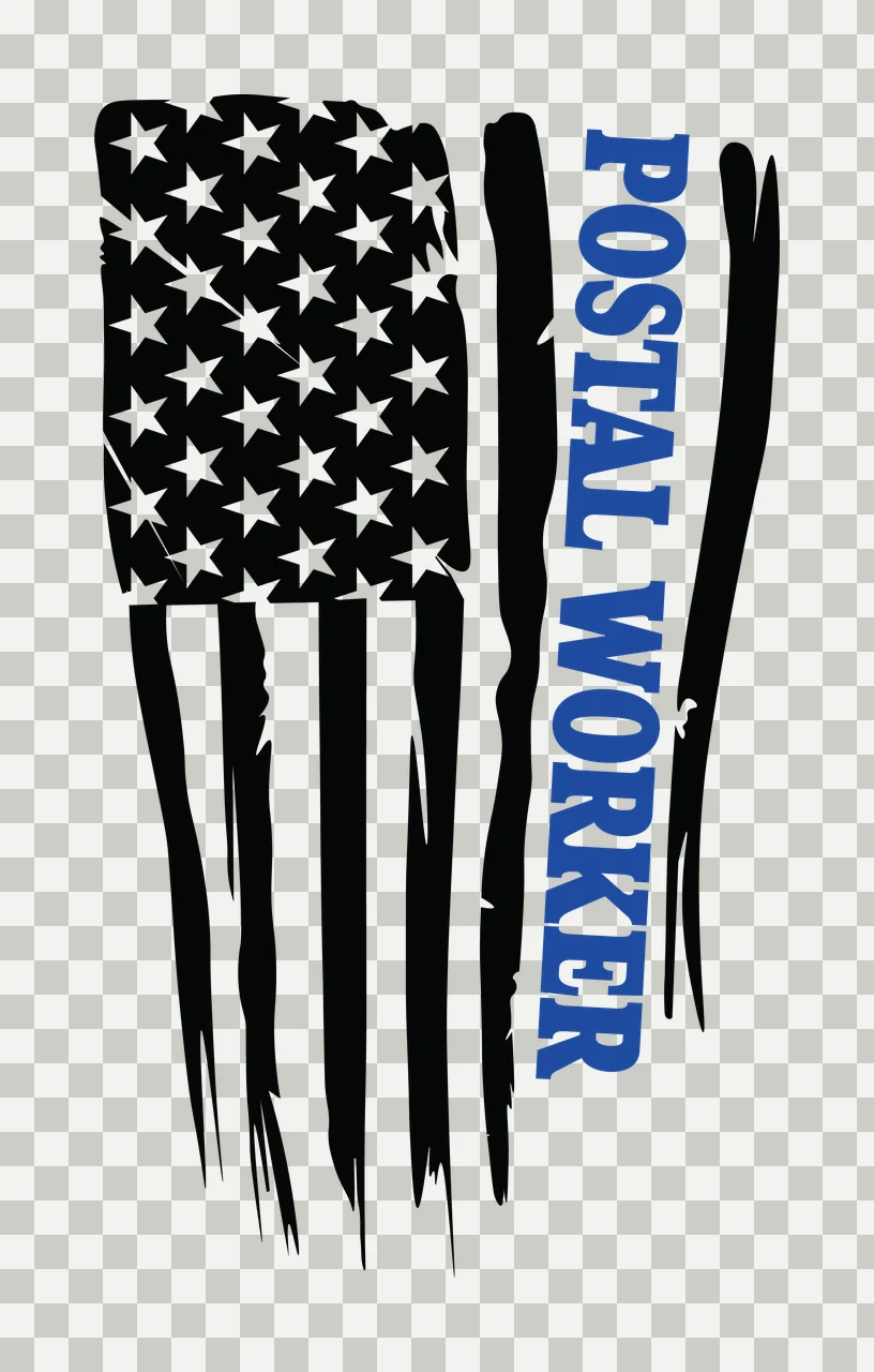 Postal Worker Flag Black And White Graphic stars stripes distressed transparency and detail preview thumbnail