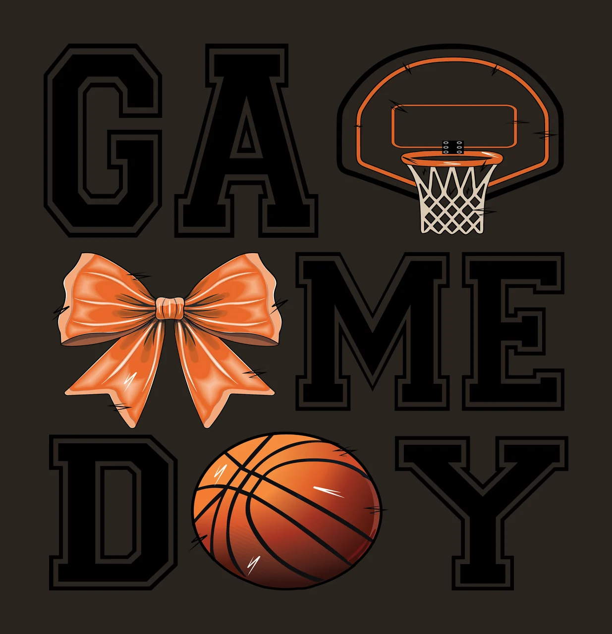 Game Day Lettering With Basketball Hoop text and stationary contrast preview thumbnail