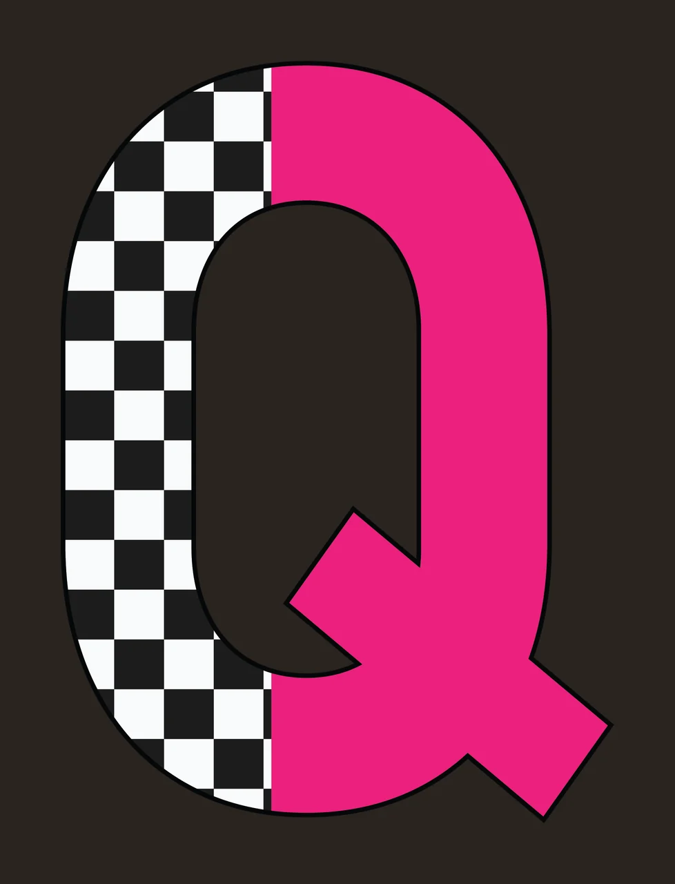 Can Glass Wrap Q Letter With Checkered Pattern contrast preview thumbnail