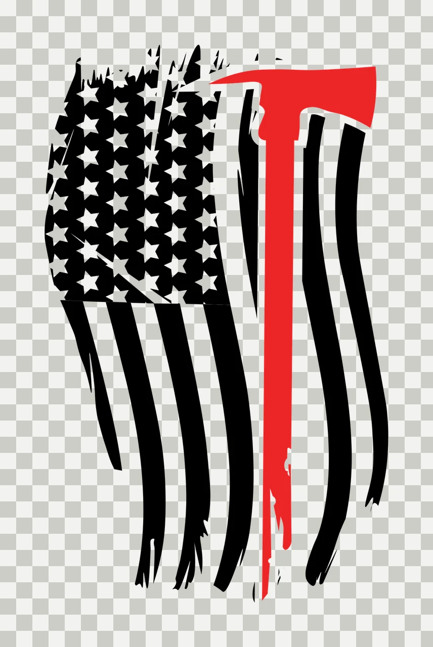 Flag American With Axe Graphic distressed black silhouette transparency and detail preview thumbnail