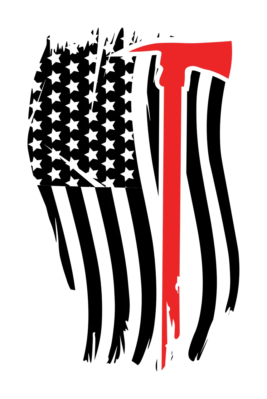Flag American With Axe Graphic distressed black silhouette