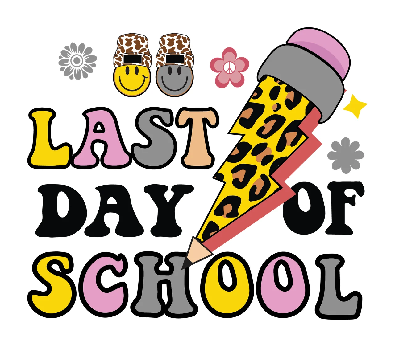 Last Day Of School Graphic Silhouette displayed lightning bolt