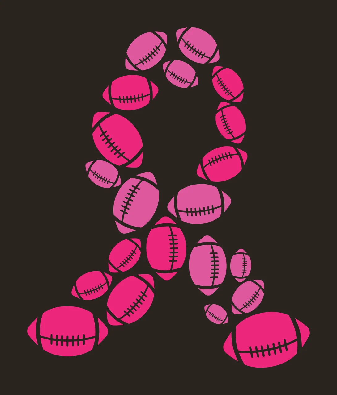 Football Ribbon Shape Made Of Footballs awareness formed by objects contrast preview thumbnail