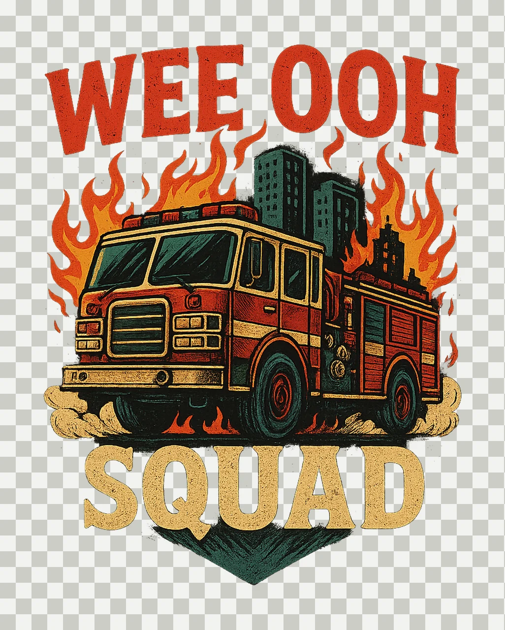 Wee Woo Squad Funny Fire Truck Kids Design Firefighter Fans transparency and detail preview thumbnail