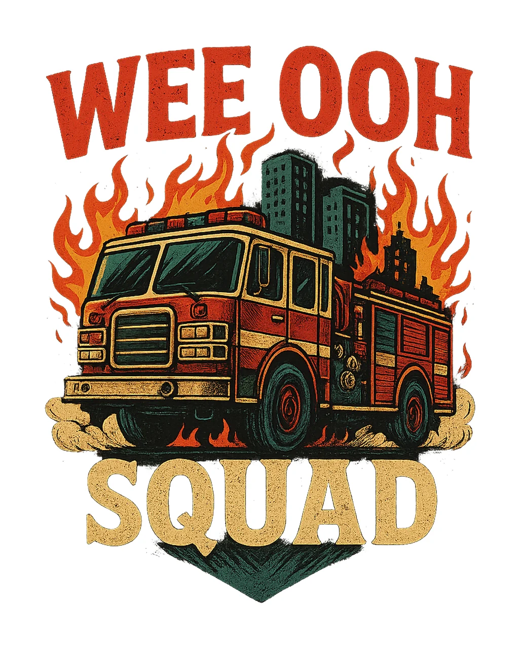 Wee Woo Squad Funny Fire Truck Kids Design Firefighter Fans