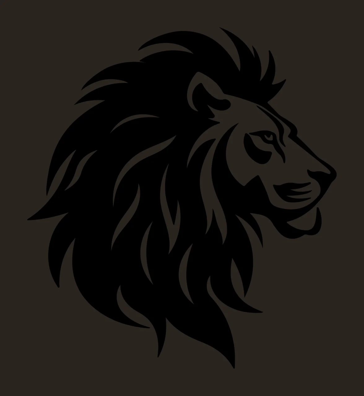 Lion Head Facing Right Silhouette mane eyes muzzle stencil contrast preview thumbnail