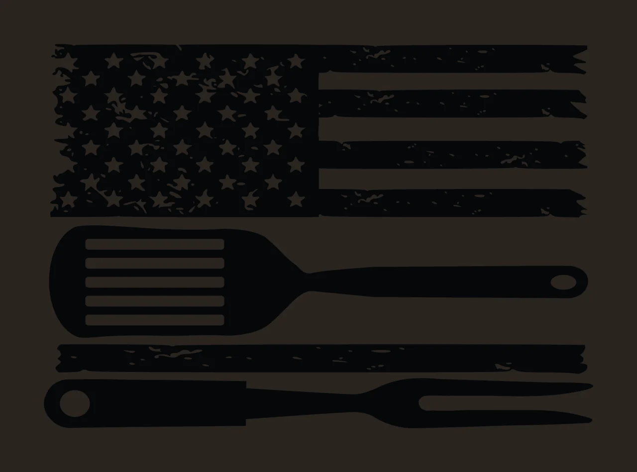 Flag With Utensils And Silhouette In Black contrast preview thumbnail