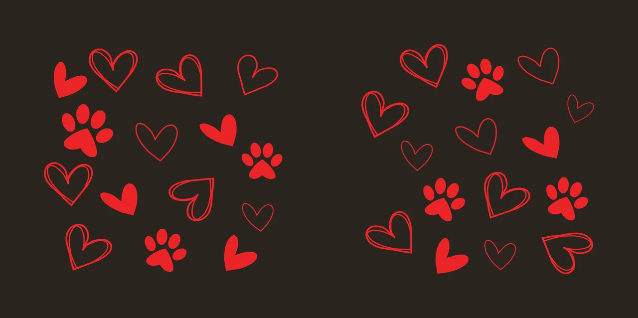 Paw Can Glass Wrap Pet Paws And Hearts pattern scatter doodle contrast preview thumbnail