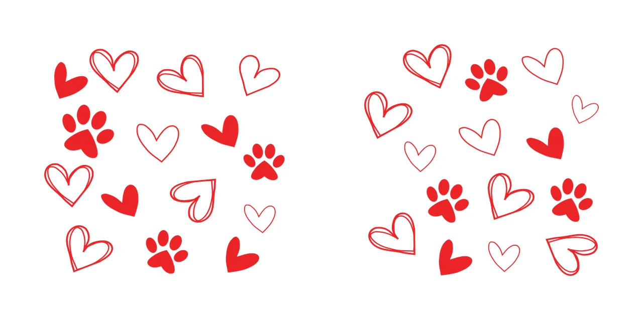 Paw Can Glass Wrap Pet Paws And Hearts pattern scatter doodle