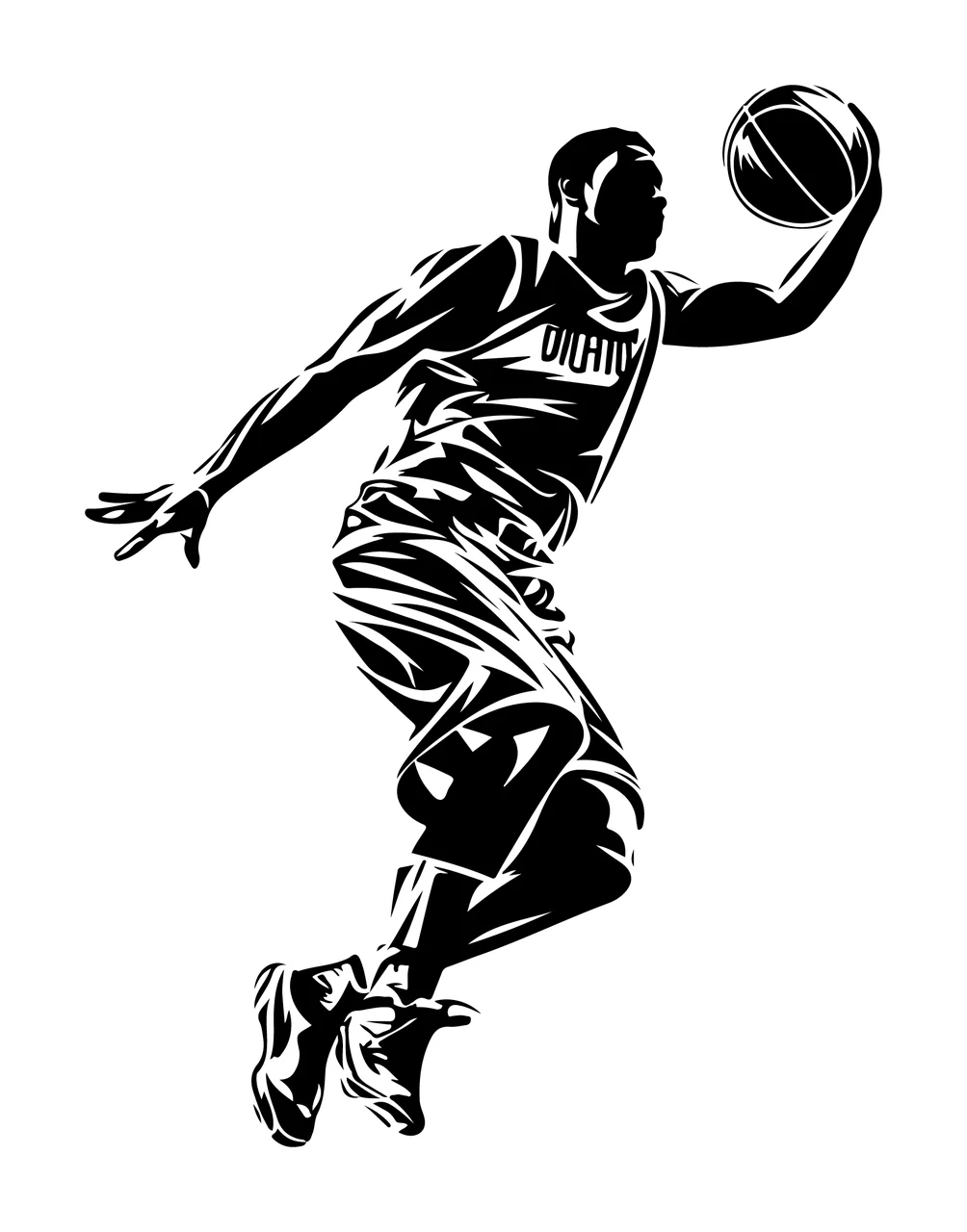 Basketball Player Leaping With Ball Silhouette Person jumping