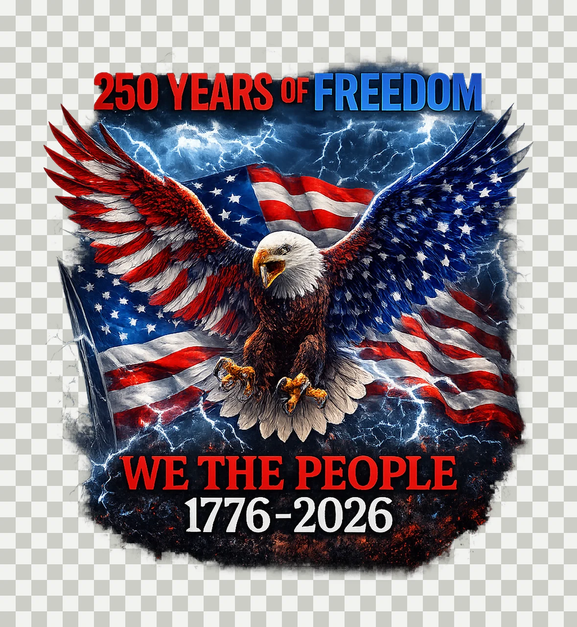 Vintage USA 250th Anniversary Patriotic Flag Eagle Design transparency and detail preview thumbnail