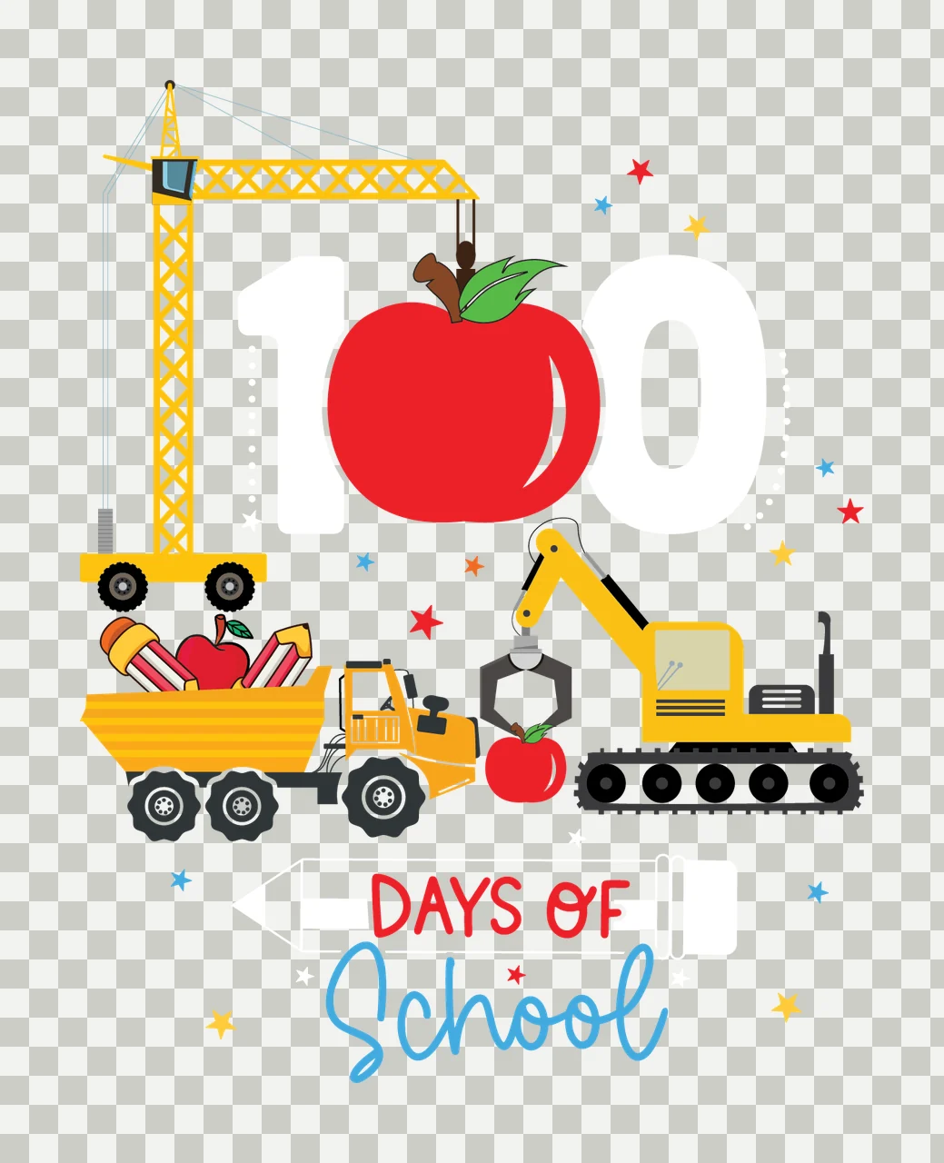 100 Days Of School Construction Design machinery Building crane transparency and detail preview thumbnail