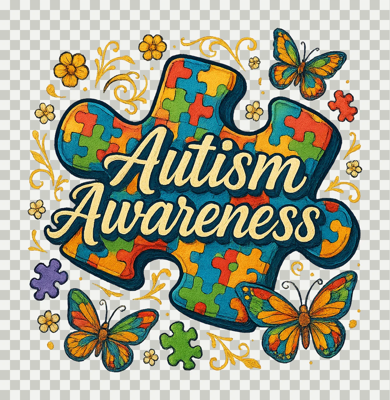 Checkered Autism Coquette Autism Awareness Design transparency and detail preview thumbnail