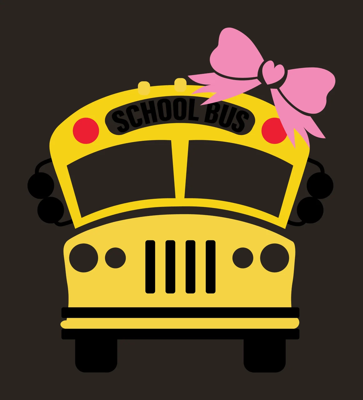 School Bus Frontal Silhouette With A Decorative Bow stationary contrast preview thumbnail