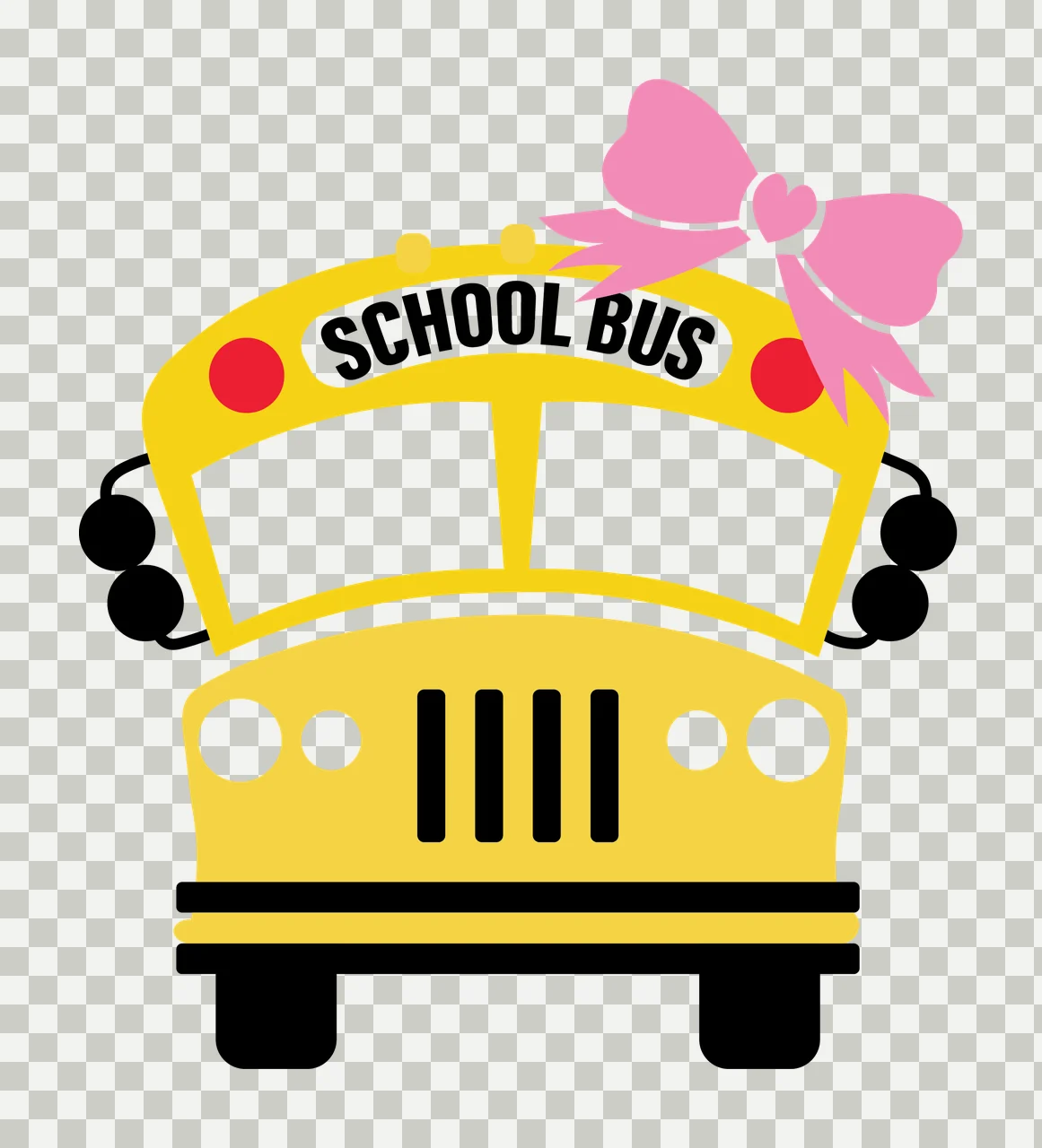 School Bus Frontal Silhouette With A Decorative Bow stationary transparency and detail preview thumbnail
