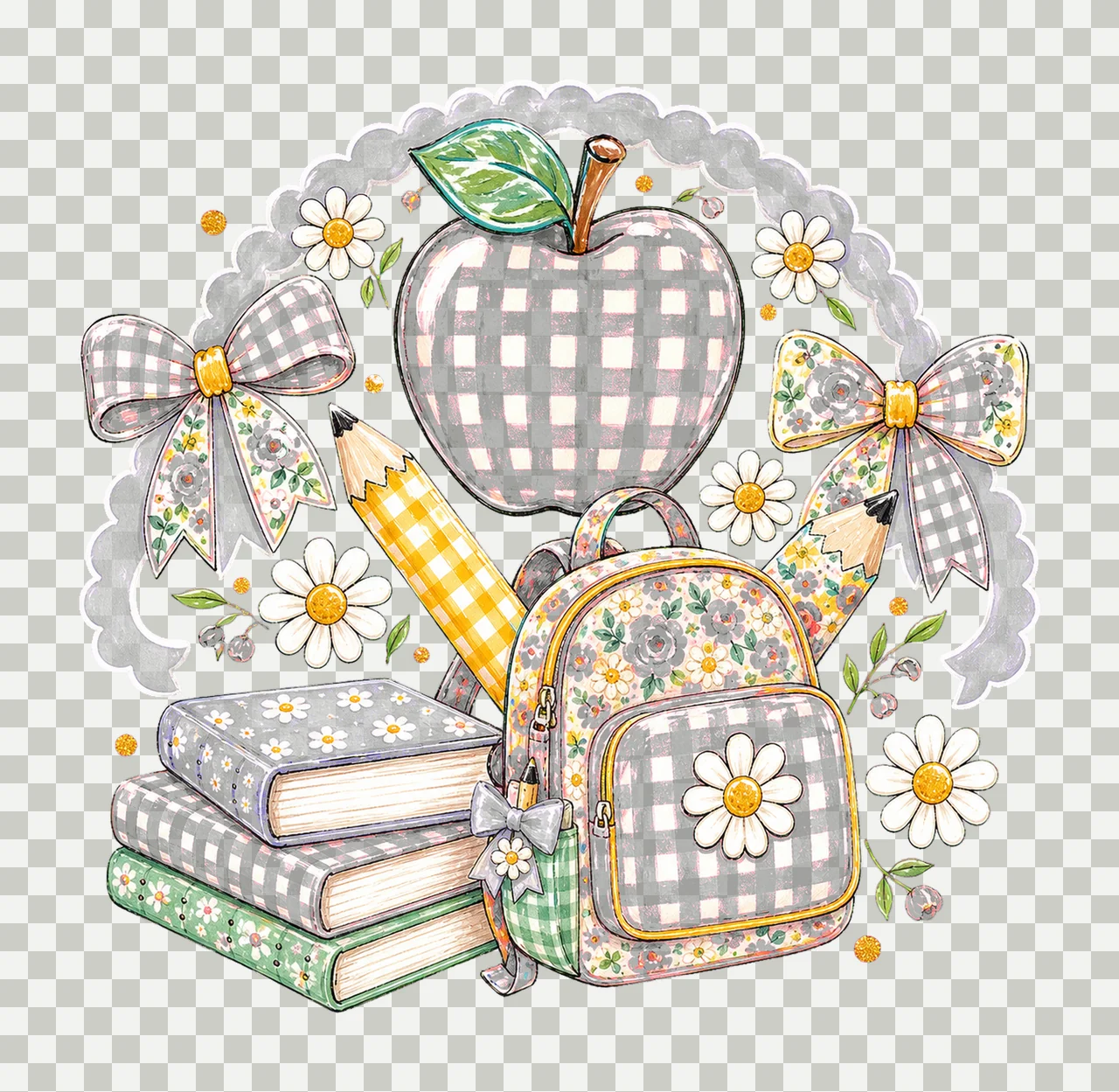 Preppy Back to School Floral Girly sublimation Variation A transparency and detail preview thumbnail