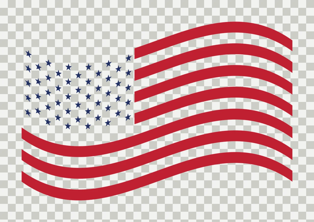 Flag Horizontal Wavy Silhouette waving stars stripes black transparency and detail preview thumbnail