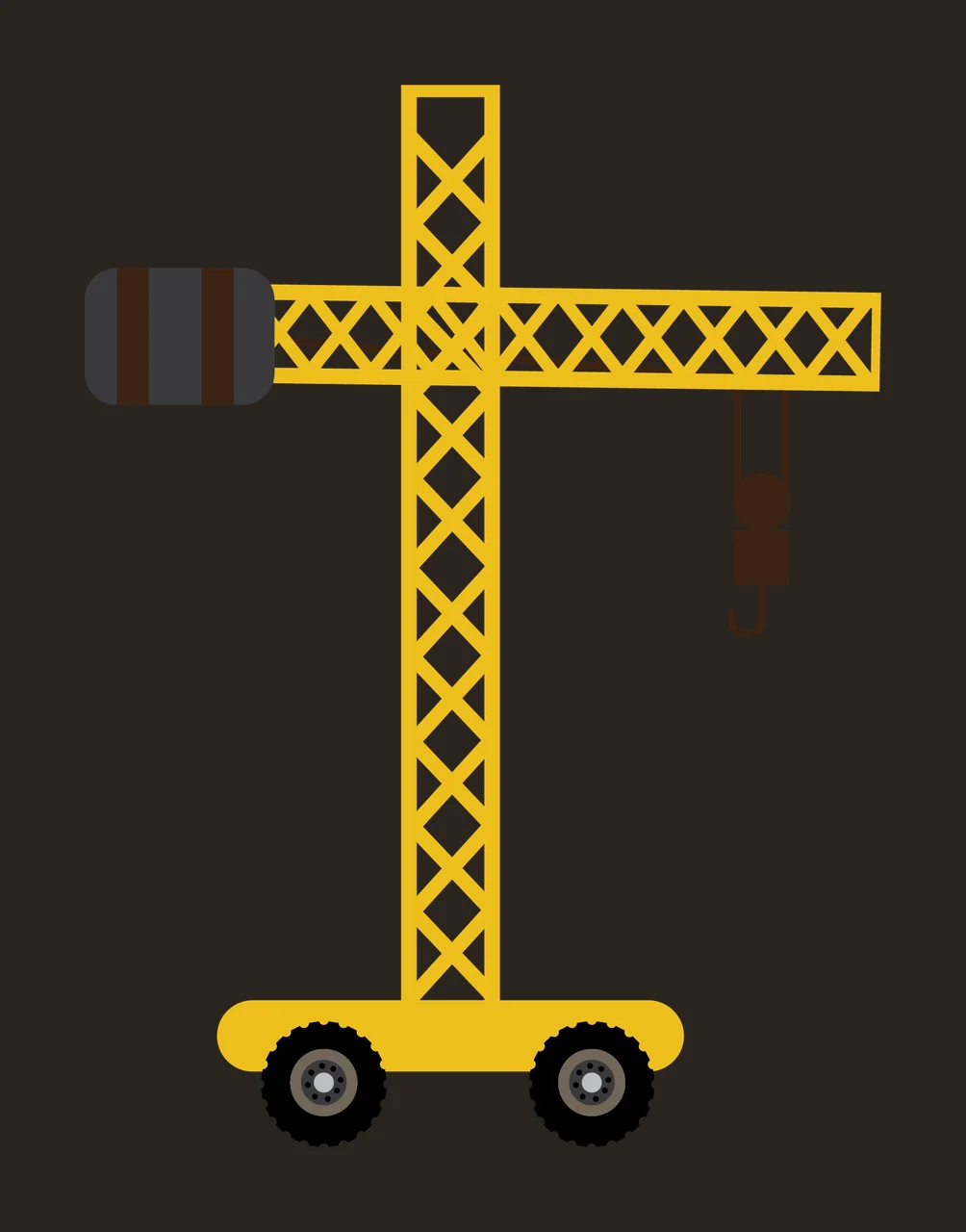 Construction Crane Tower Silhouette Icon hook wheels black contrast preview thumbnail