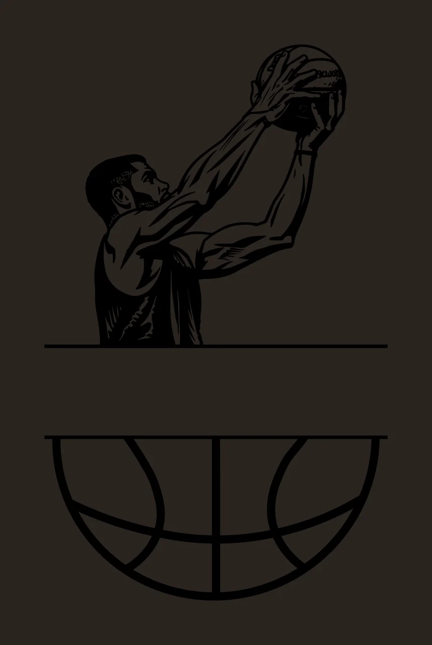Ball Basketball Player Shooting With Frame hoop line art black contrast preview thumbnail