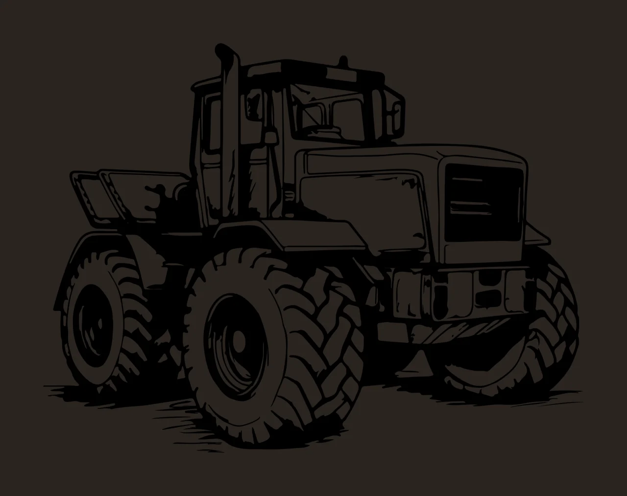 Black Outline Heavy Machinery Tractor stationary wheels tires contrast preview thumbnail
