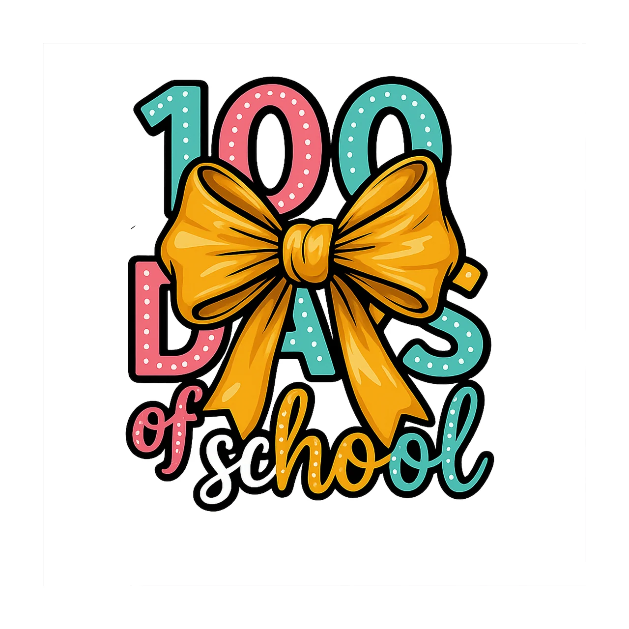 100 Days of School Cute Coquette Bow Pencil Design