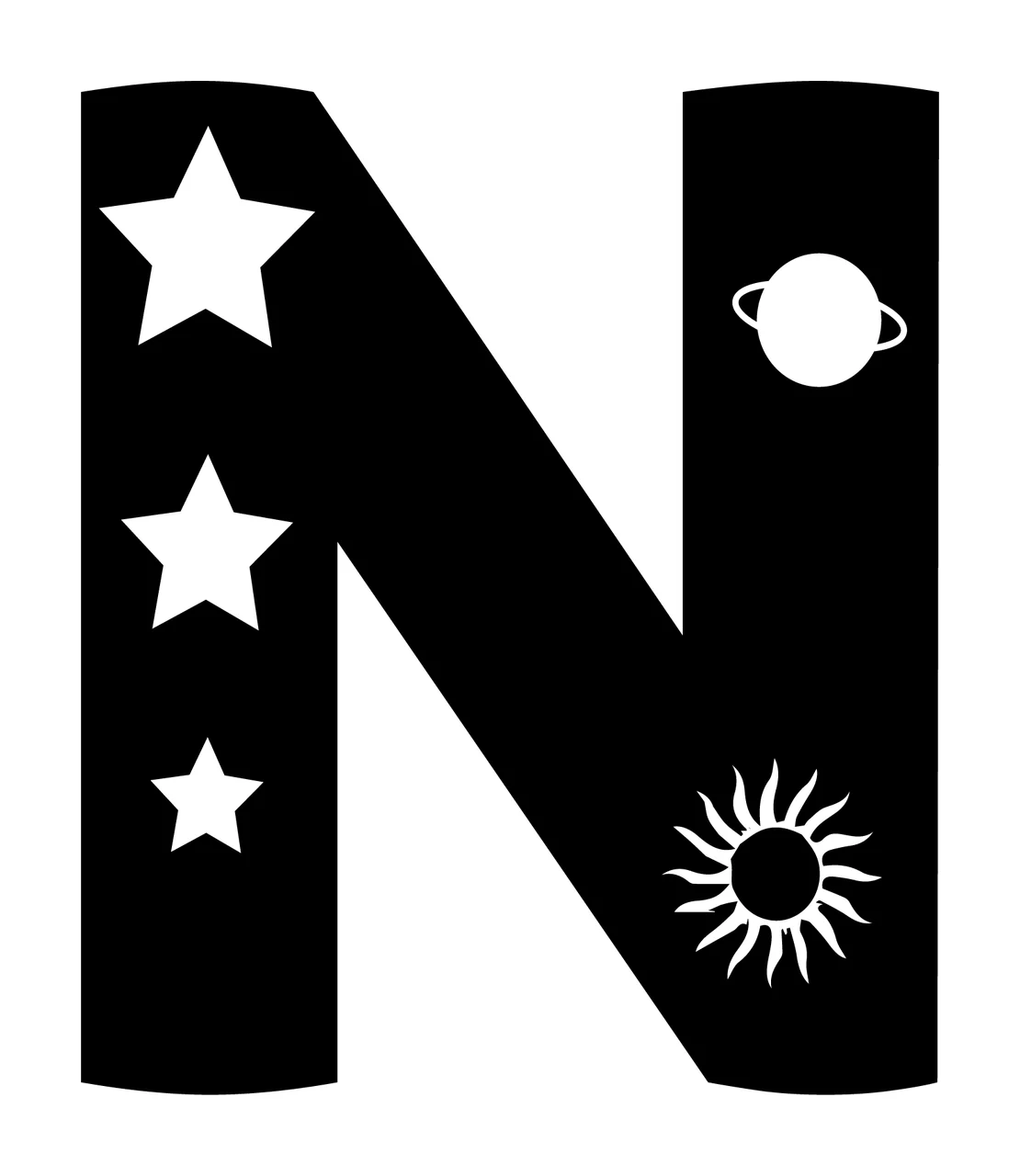 Space N Letter Decorate With Stars And Planet