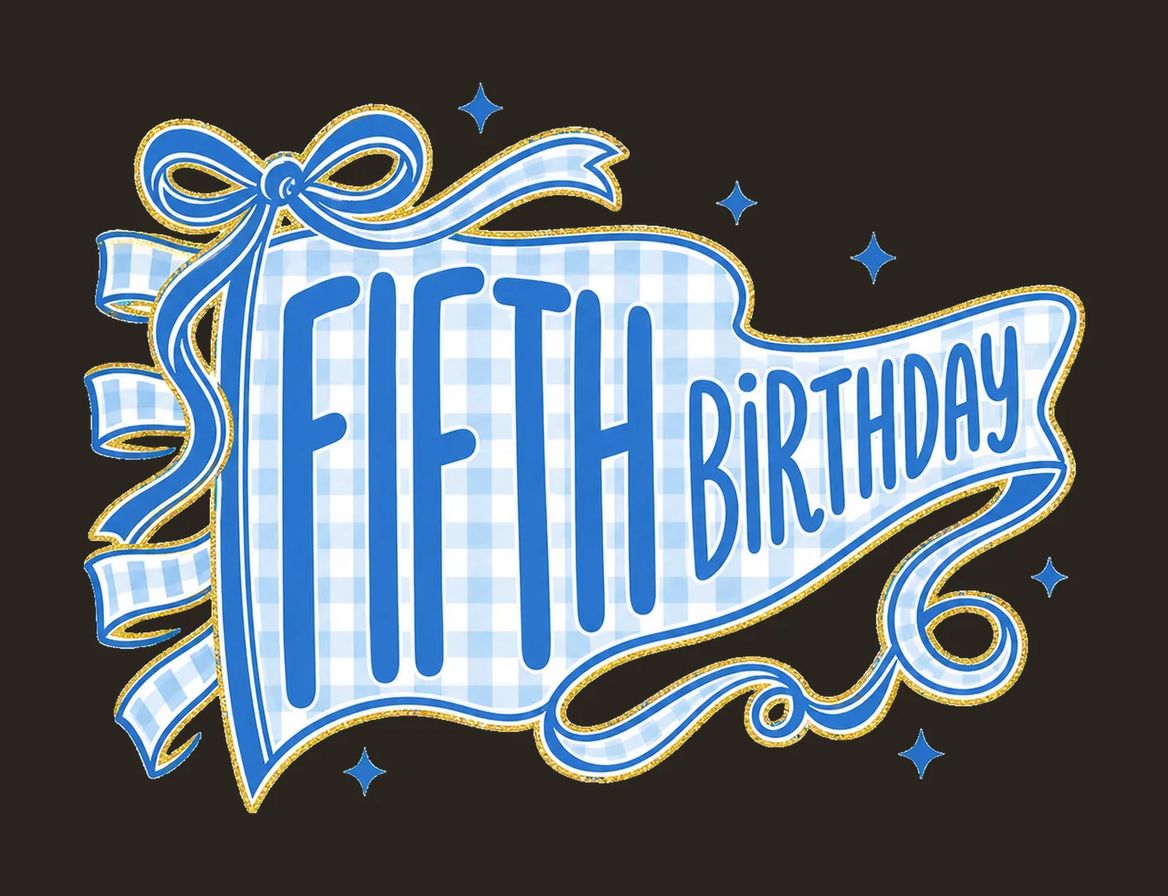 Blue Gingham Birthday Pennant sublimation Variation C contrast preview thumbnail
