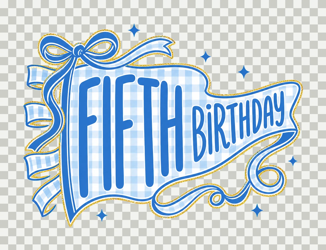 Blue Gingham Birthday Pennant sublimation Variation C transparency and detail preview thumbnail