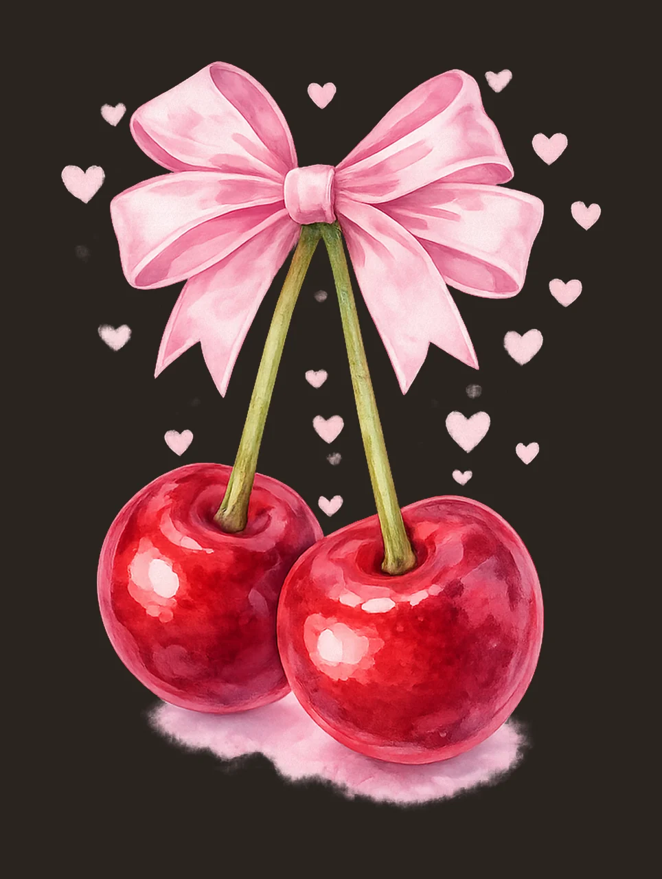 Coquette Cherry Bow Valentine Design Soft Girl Era Pink Bow contrast preview thumbnail
