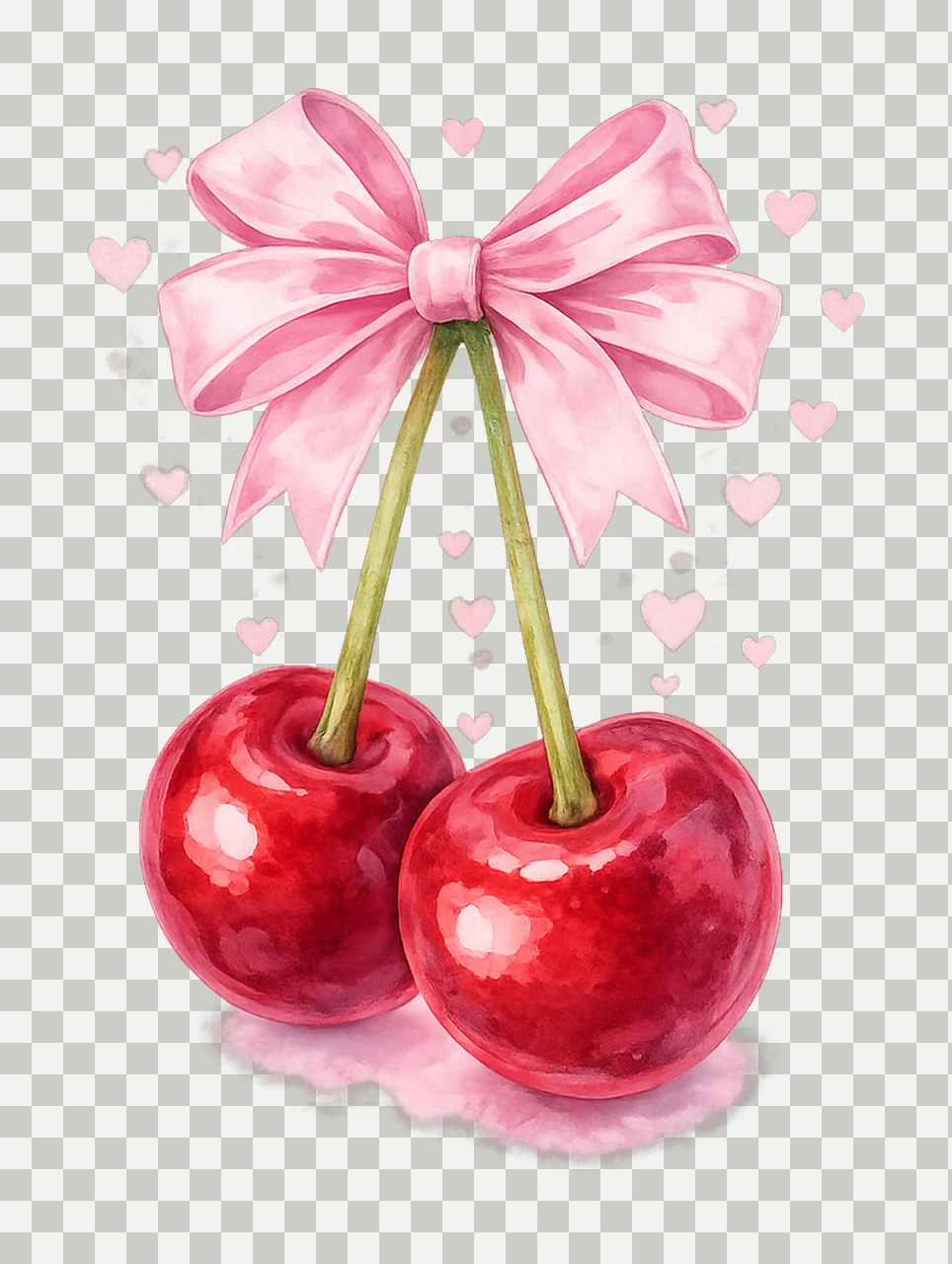 Coquette Cherry Bow Valentine Design Soft Girl Era Pink Bow transparency and detail preview thumbnail
