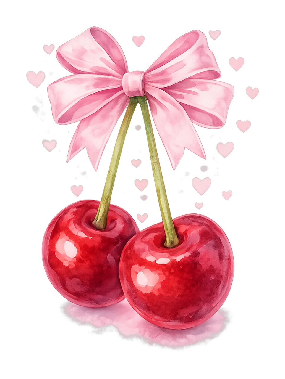 Coquette Cherry Bow Valentine Design Soft Girl Era Pink Bow